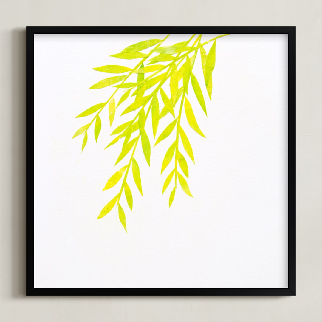 "Willows" - Art Print in Golden Green by Mia Posada - Framed
