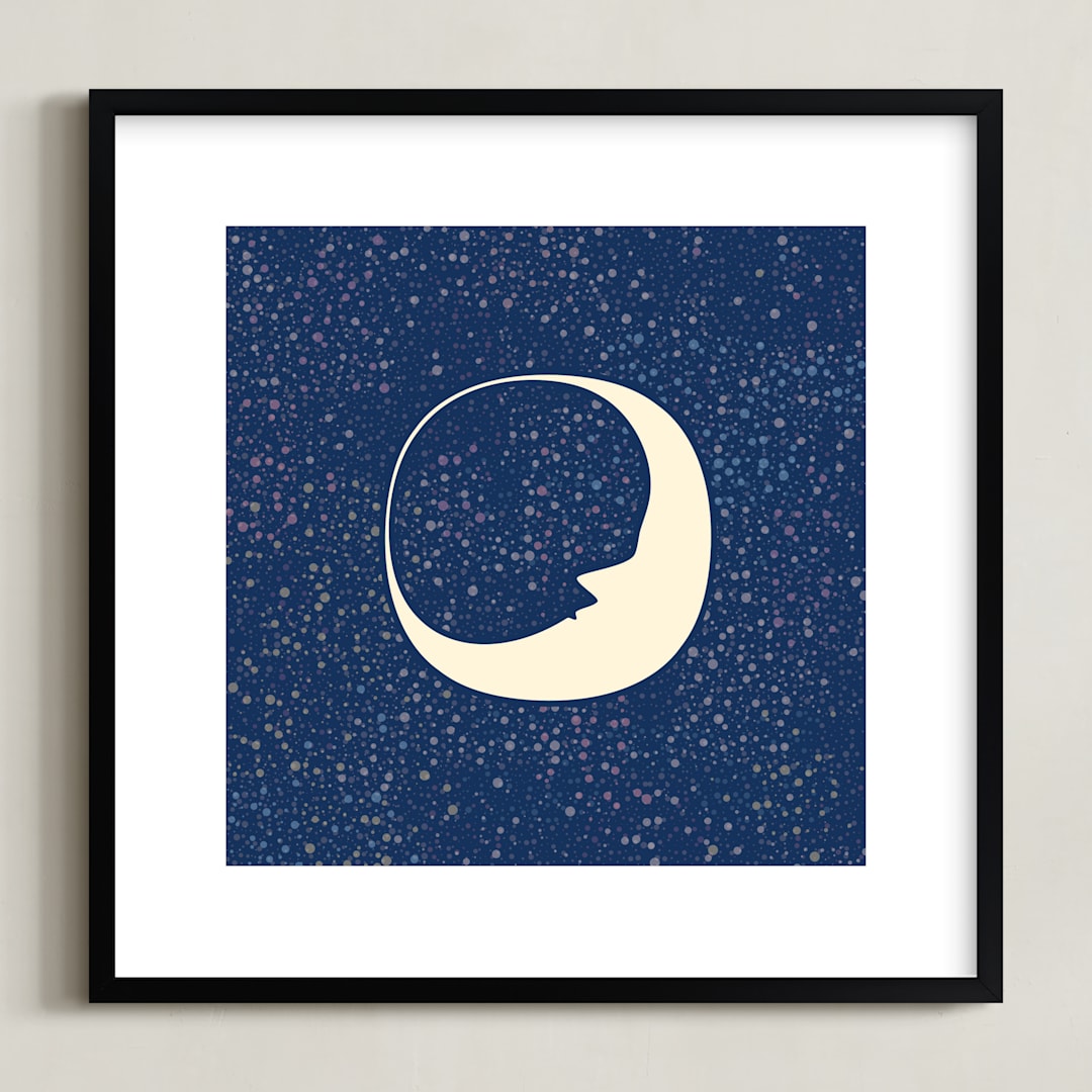 "Celestial Moon" - Art Print in Navy by Katherine Morgan - Framed