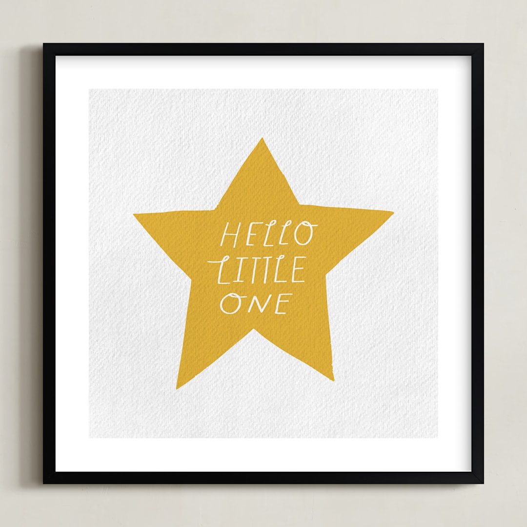 "Hello Little One" - Art Print in Mustard by Little Miss Missy - Framed