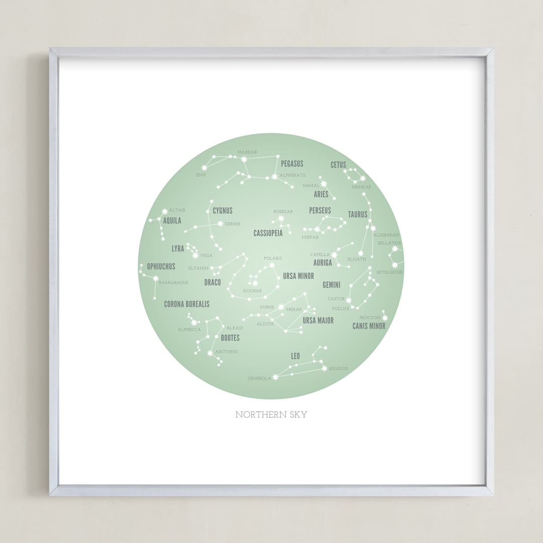 "Northern Sky" - Art Print in Mint by Jessie Steury - Framed