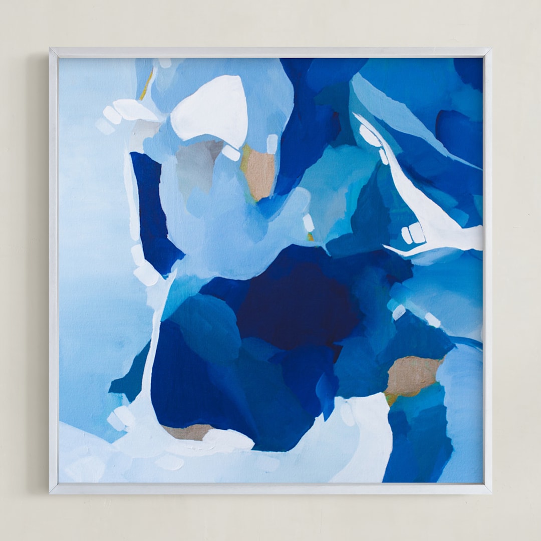 "Ocean Waves" - Art Print in Ocean blue by Art by Megan - Framed