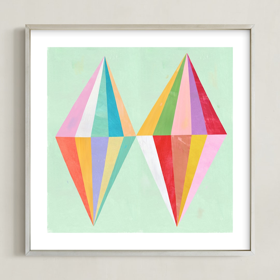 "Two Diamonds" - Art Print in Mint by melanie mikecz - Framed