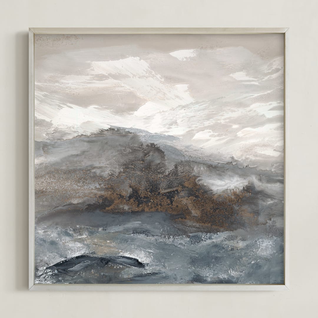 "warm grey I" - Art Print in warm grey by Teodora Guererra - Framed