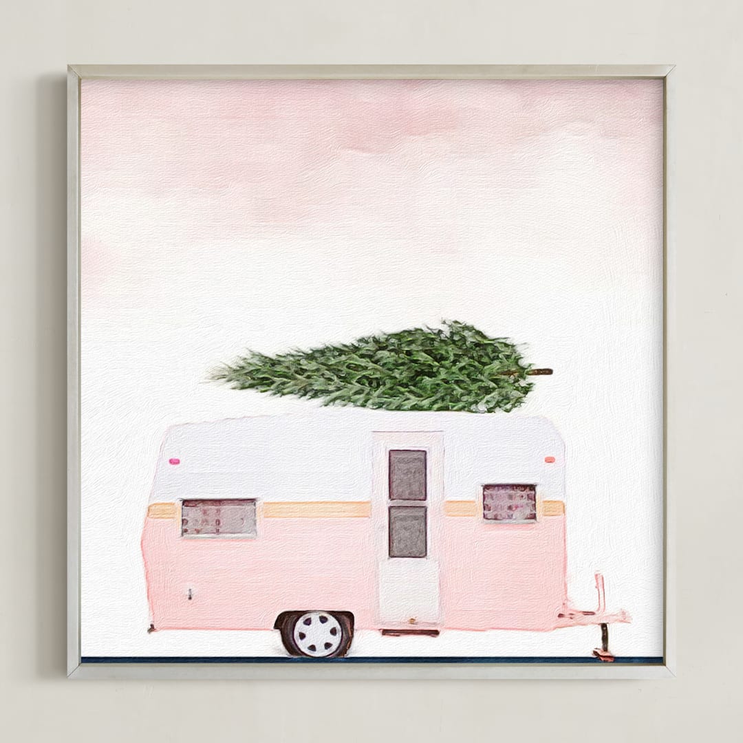 "Cotton Candy Christmas" - Art Print in Cotton candy pink by Maja Cunningham - Framed