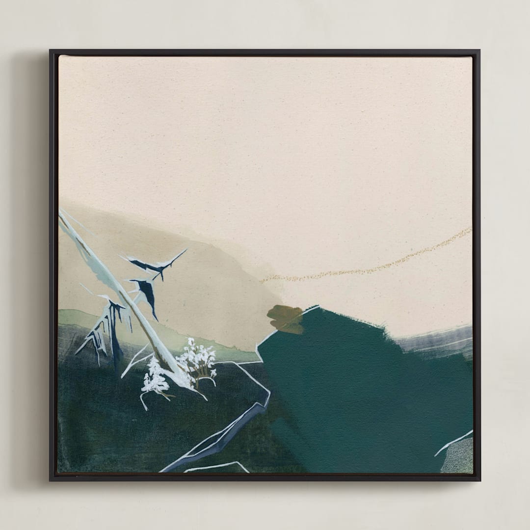 "A Way Through Here 1" - Art Print in Turquoise by Jamie J. Kim - Framed Canvas