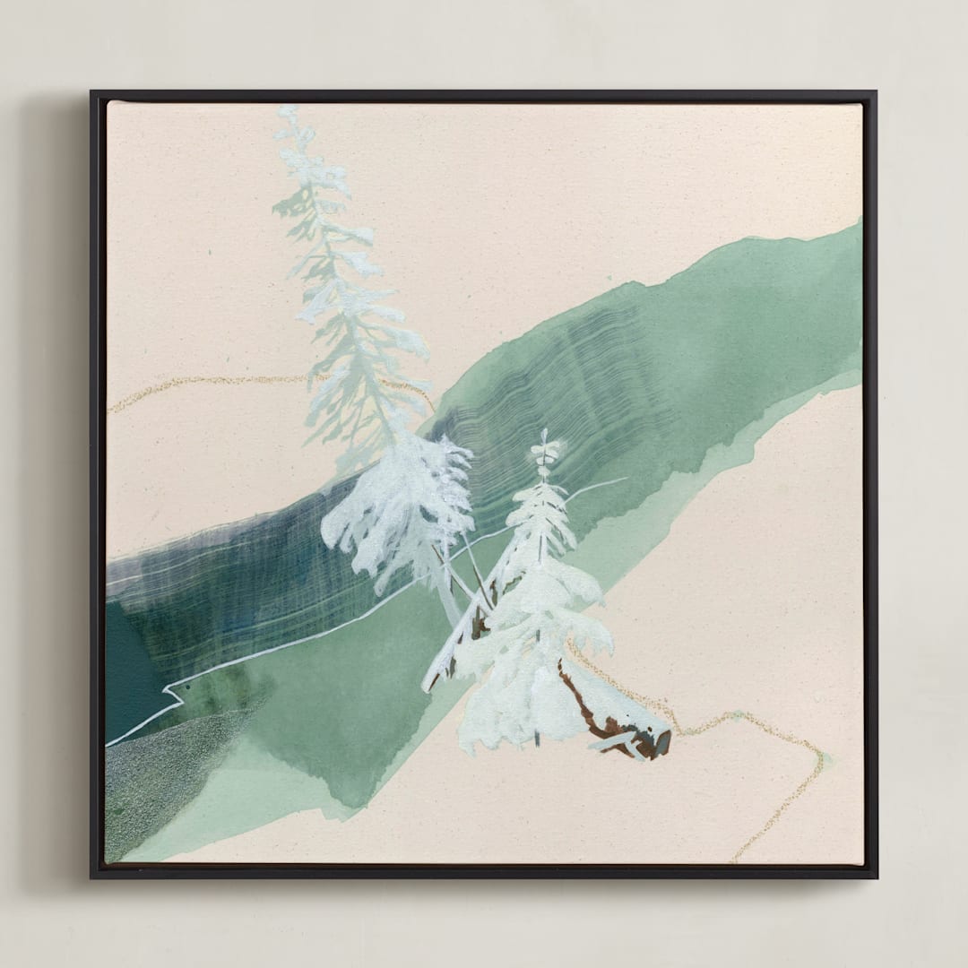 "A Way Through Here 2" - Art Print in Dusty Green by Jamie J. Kim - Framed Canvas