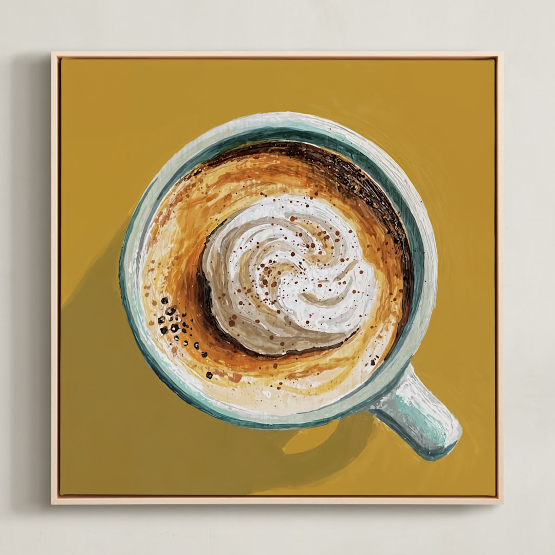 "From The Top 3" - Art Print in Yellow Ochre by Amber Piacentine - Framed Canvas