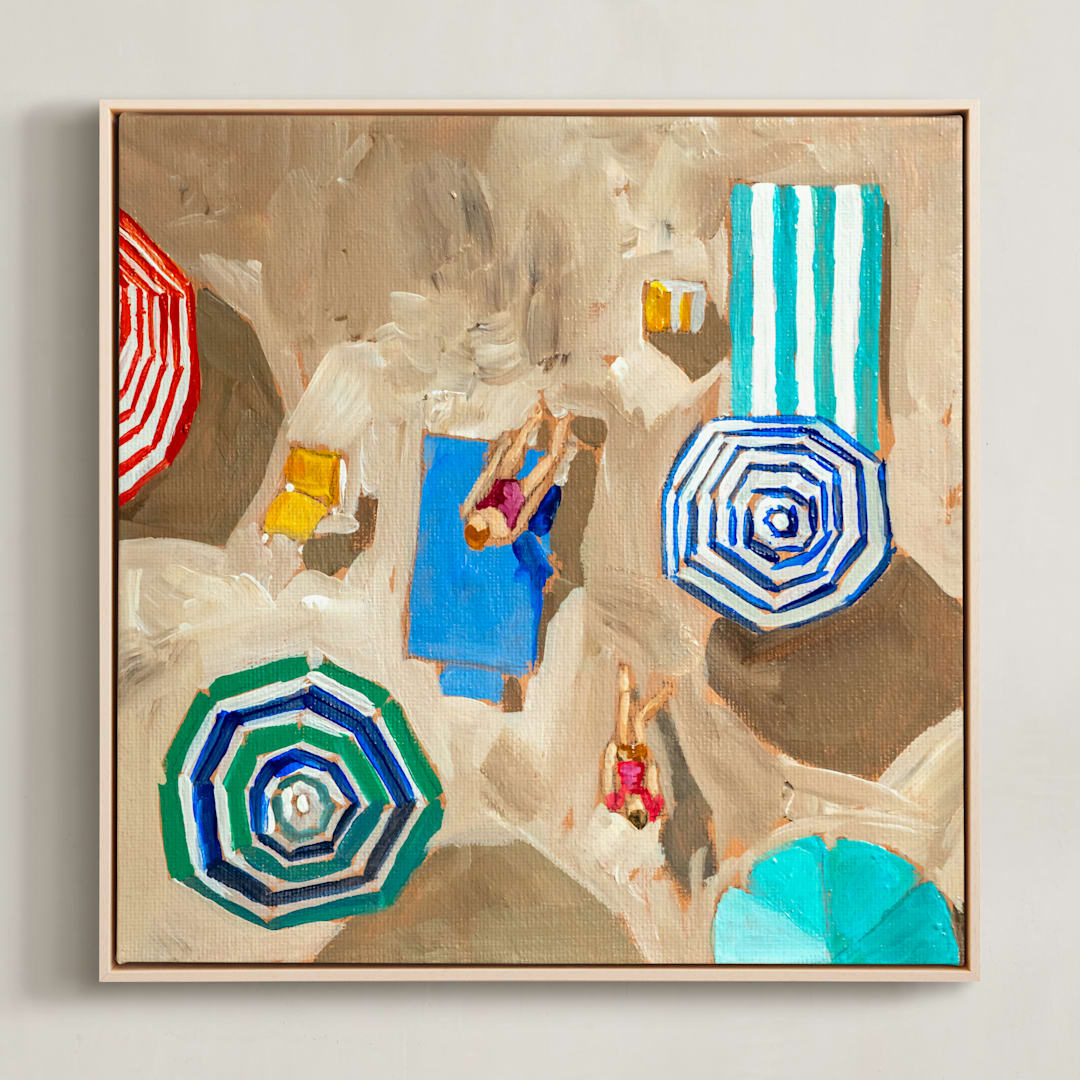 "Beach Day 1" - Art Print in Ocean by Lisa Grizaniuk - Framed Canvas