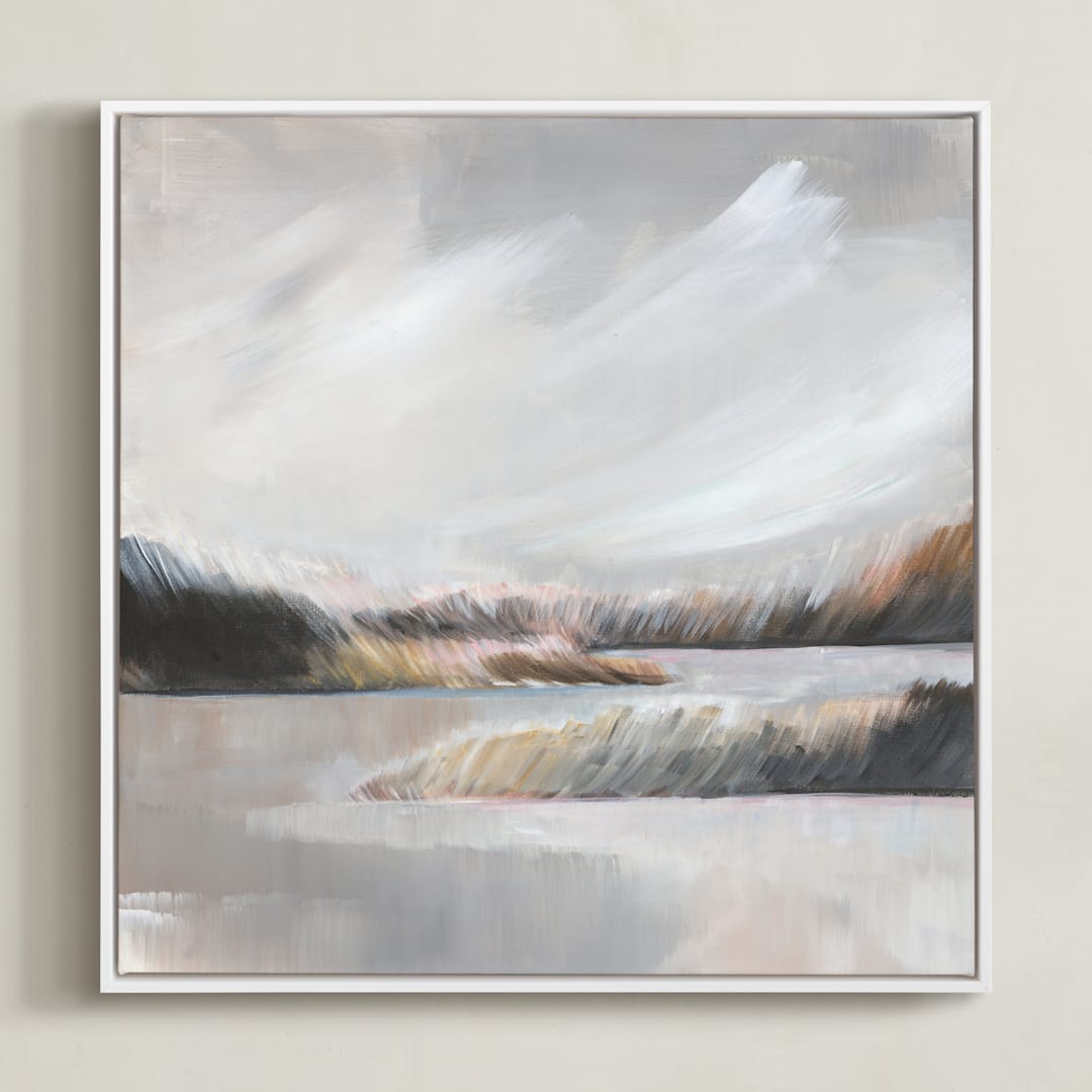 "Misty Beaches ll" - Art Print in Misty grey by AlisonJerry - Framed Canvas