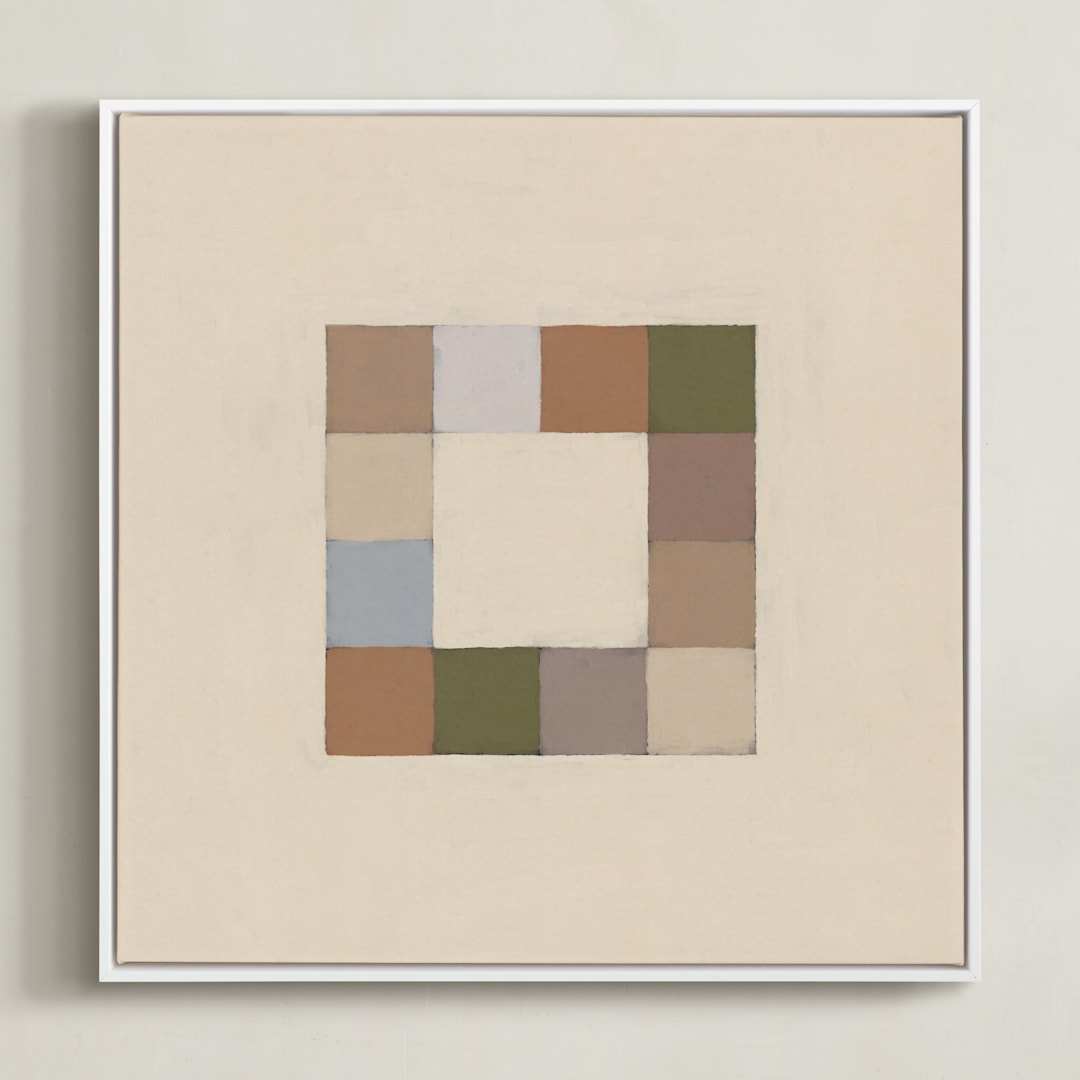"Squares" - Art Print in Ginger Beige by Alisa Galitsyna - Framed Canvas