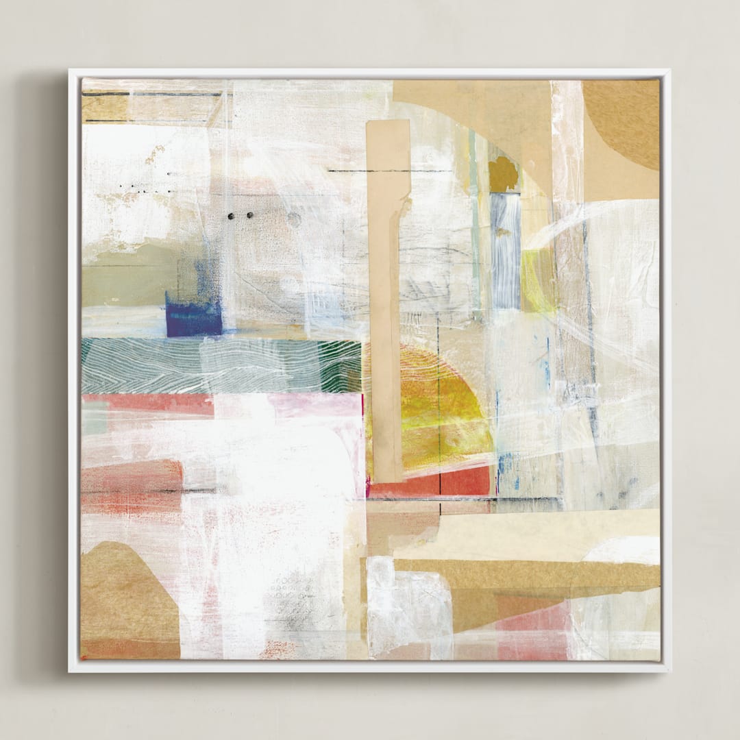 "Rising Sun" - Art Print in Cream by Katie Wahn - Framed Canvas