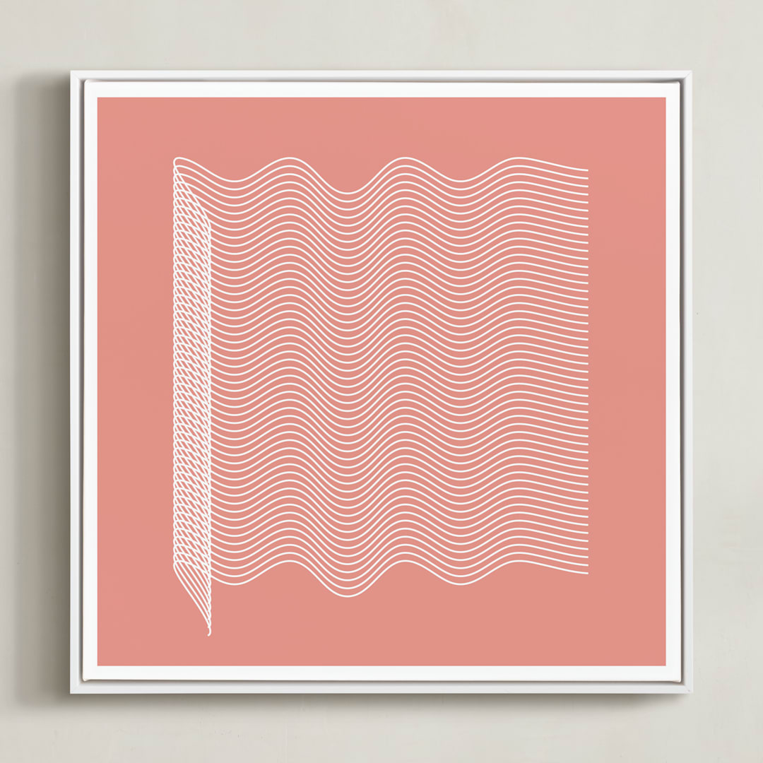 "pink and lines mid" - Art Print in coral pink by Marco Berrios - Framed Canvas
