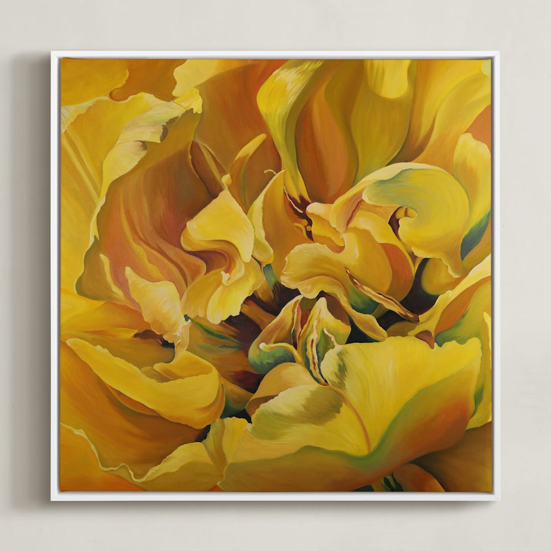 "Spring Dance" - Art Print in Sunshine by Mandy Trimble Leonard - Framed Canvas