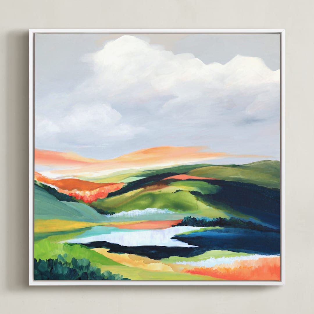 "Hidden Spring" - Art Print in Slate Blue by Mya Bessette - Framed Canvas