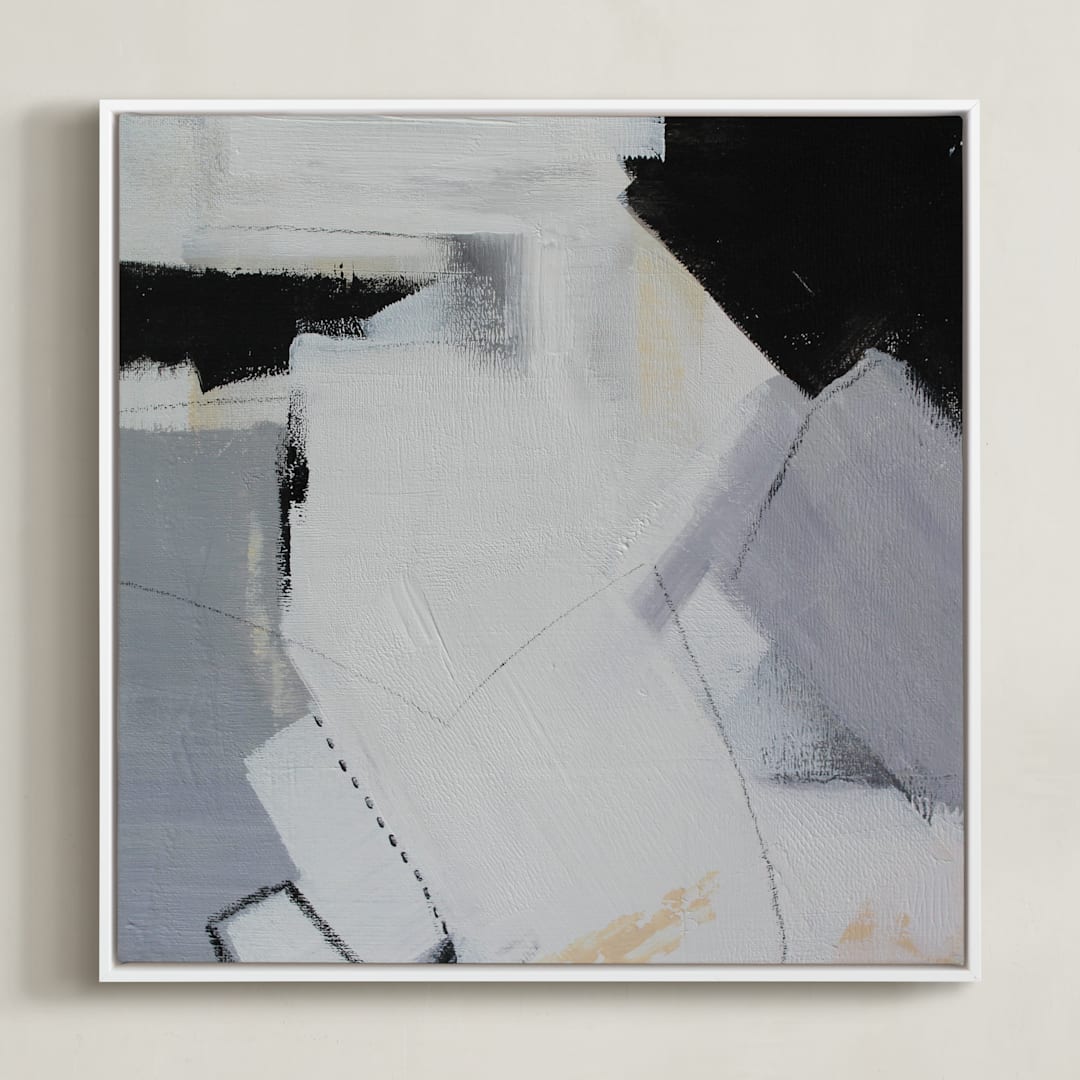 "On the Fence" - Art Print in Statement black by Colleen Ehrlich - Framed Canvas