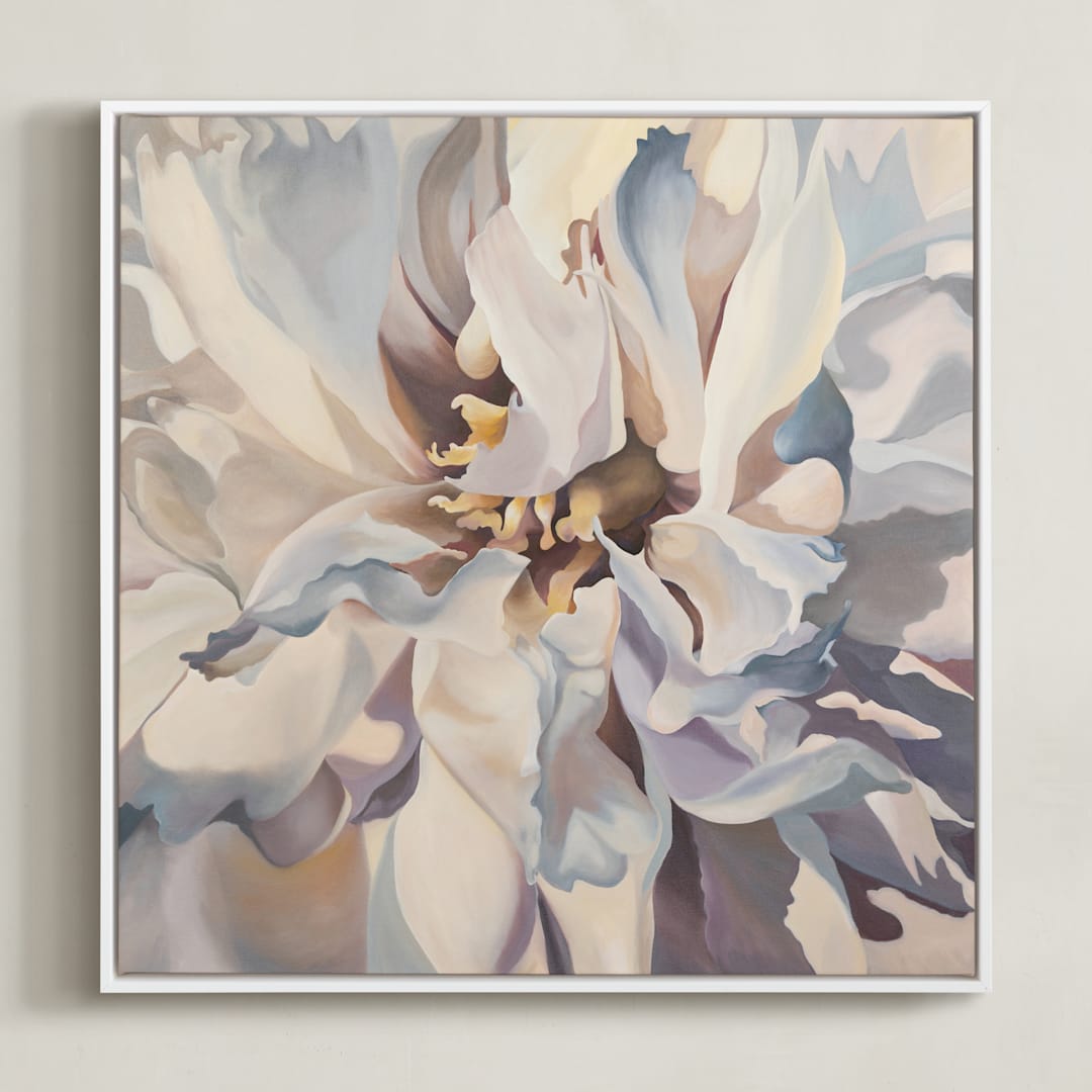 "Desert Peony" - Art Print in Pale Pink by Mandy Trimble Leonard - Framed Canvas