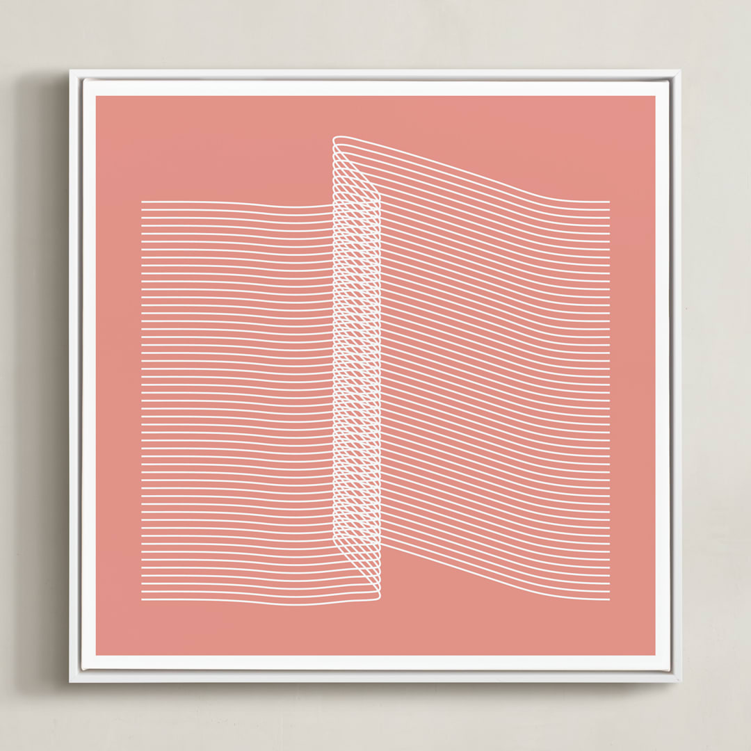 "Pink and Lines rigth" - Art Print in coral pink by Marco Berrios - Framed Canvas
