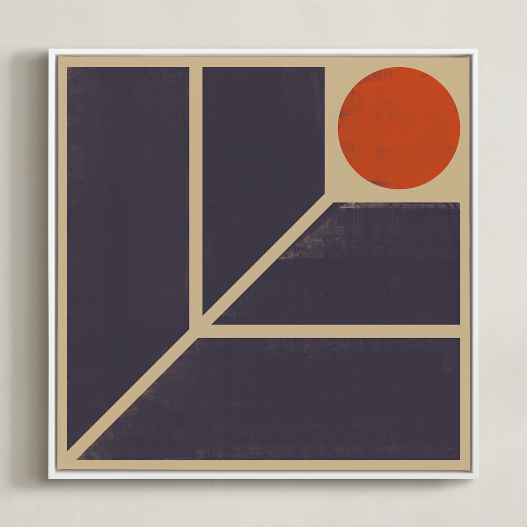 "Dawn" - Art Print in Eggplant by Yohaku Oshima - Framed Canvas