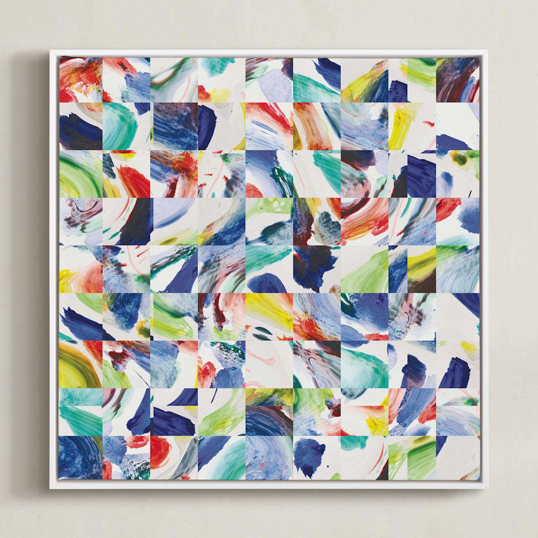 "Bright Collage" - Art Print in Sapphire Blue by Sheron Osiobor - Framed Canvas