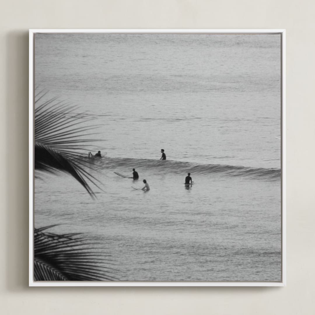 "Don't Worry, Be Happy II" - Art Print in Black and White by Annie Seaton - Framed Canvas