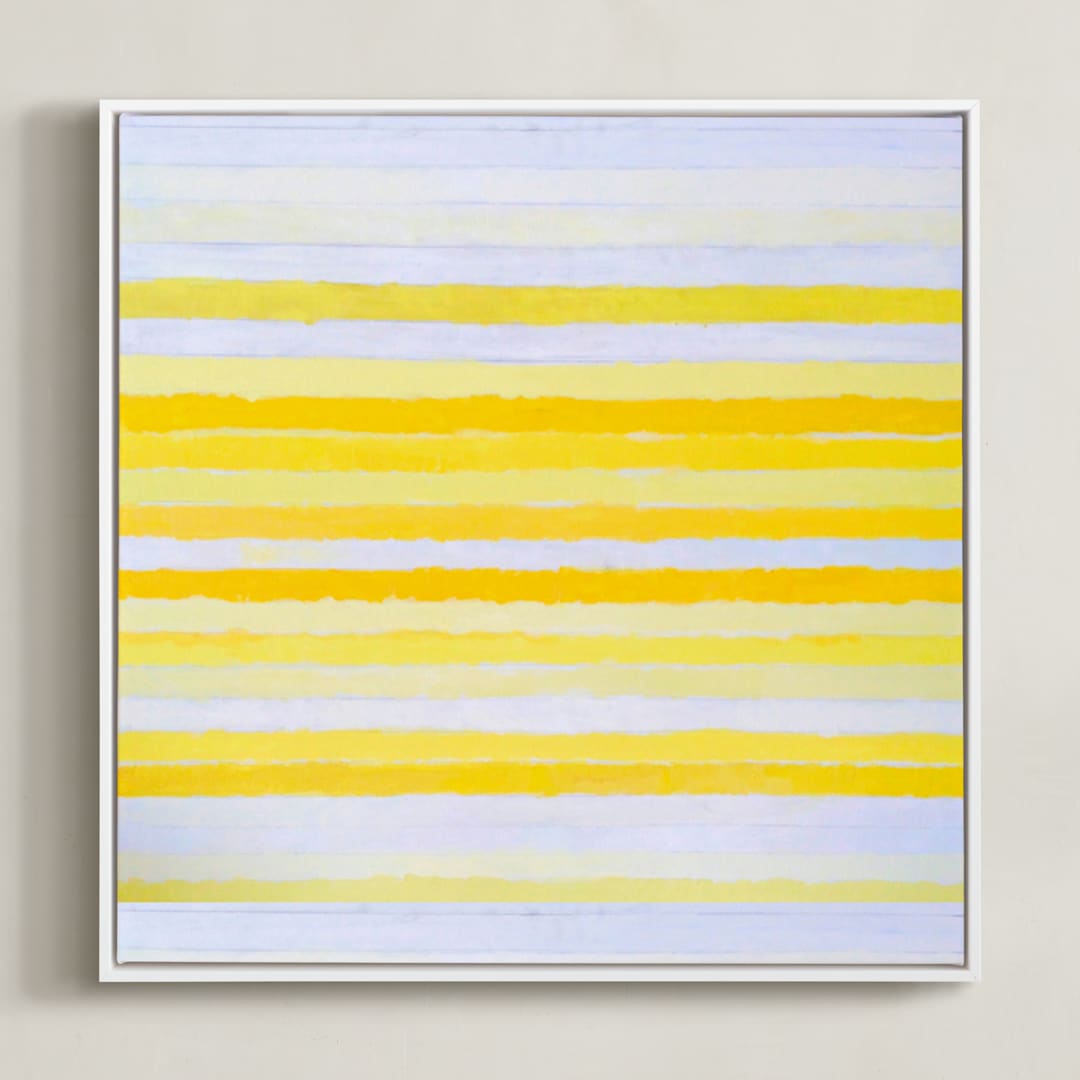 "an ode to agnes" - Art Print in bright sunny yellow by tina johnson - Framed Canvas