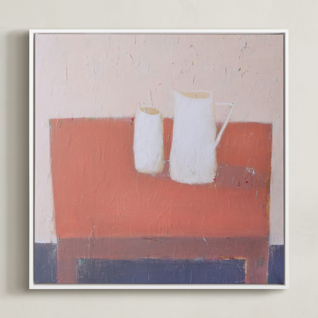 "Milk" - Art Print in Coral by Ayna Paisley - Framed Canvas