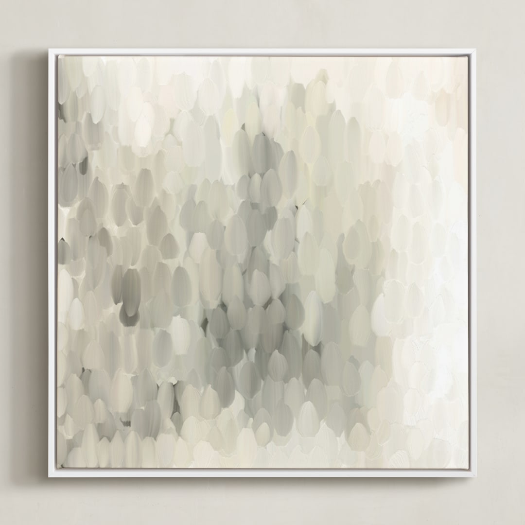 "Rain II" - Art Print in Soothing Greys by Amy Hall - Framed Canvas