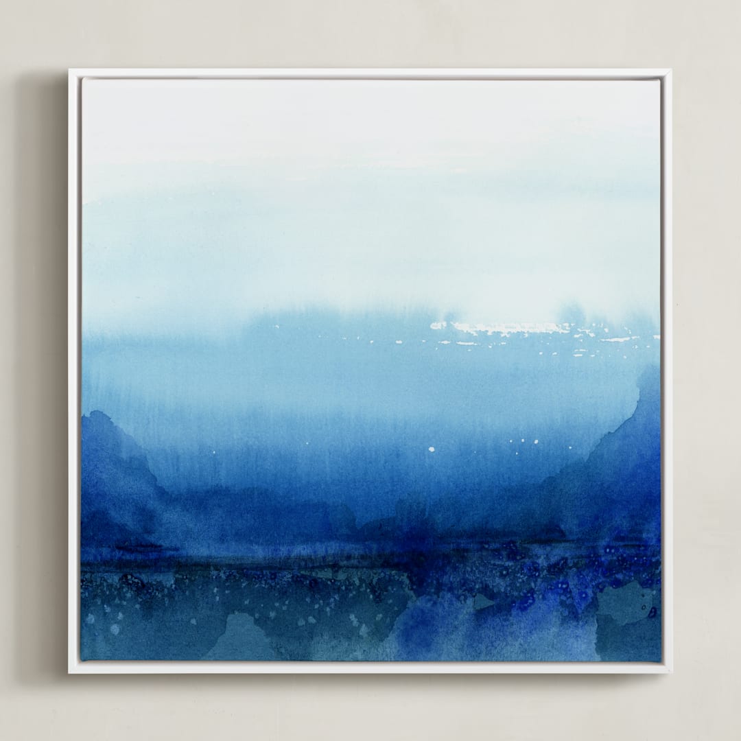 "evening reflection" - Art Print in midnight blue by Kate Ahn - Framed Canvas