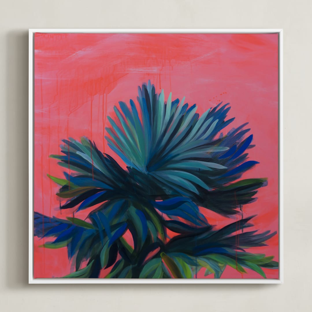 "Tropic Like It's Hot" - Art Print in Hot Pink by Rachel Roe - Framed Canvas