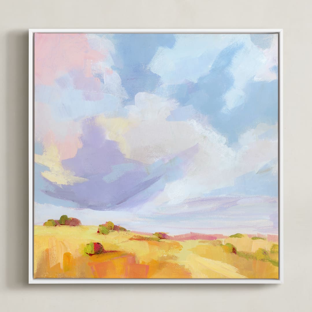 "Leaving New Mexico" - Art Print in straw by sue prue - Framed Canvas