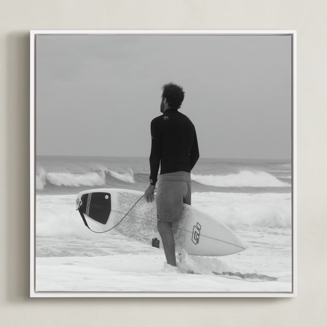 "Don't Worry, Be Happy I" - Art Print in Black and White by Annie Seaton - Framed Canvas