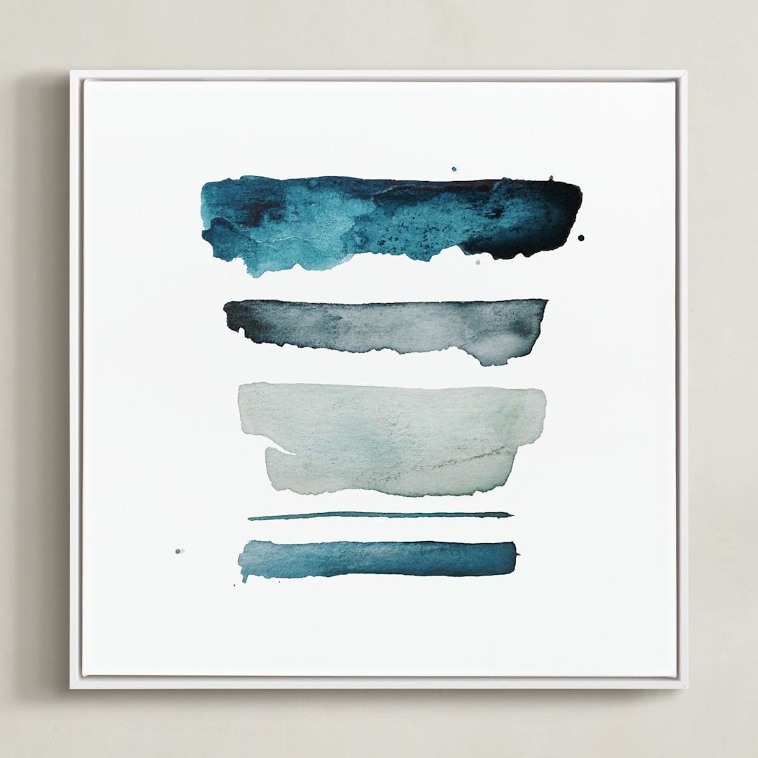"of land and sea - deep" - Art Print in Aqua by Kiana Lee - Framed Canvas