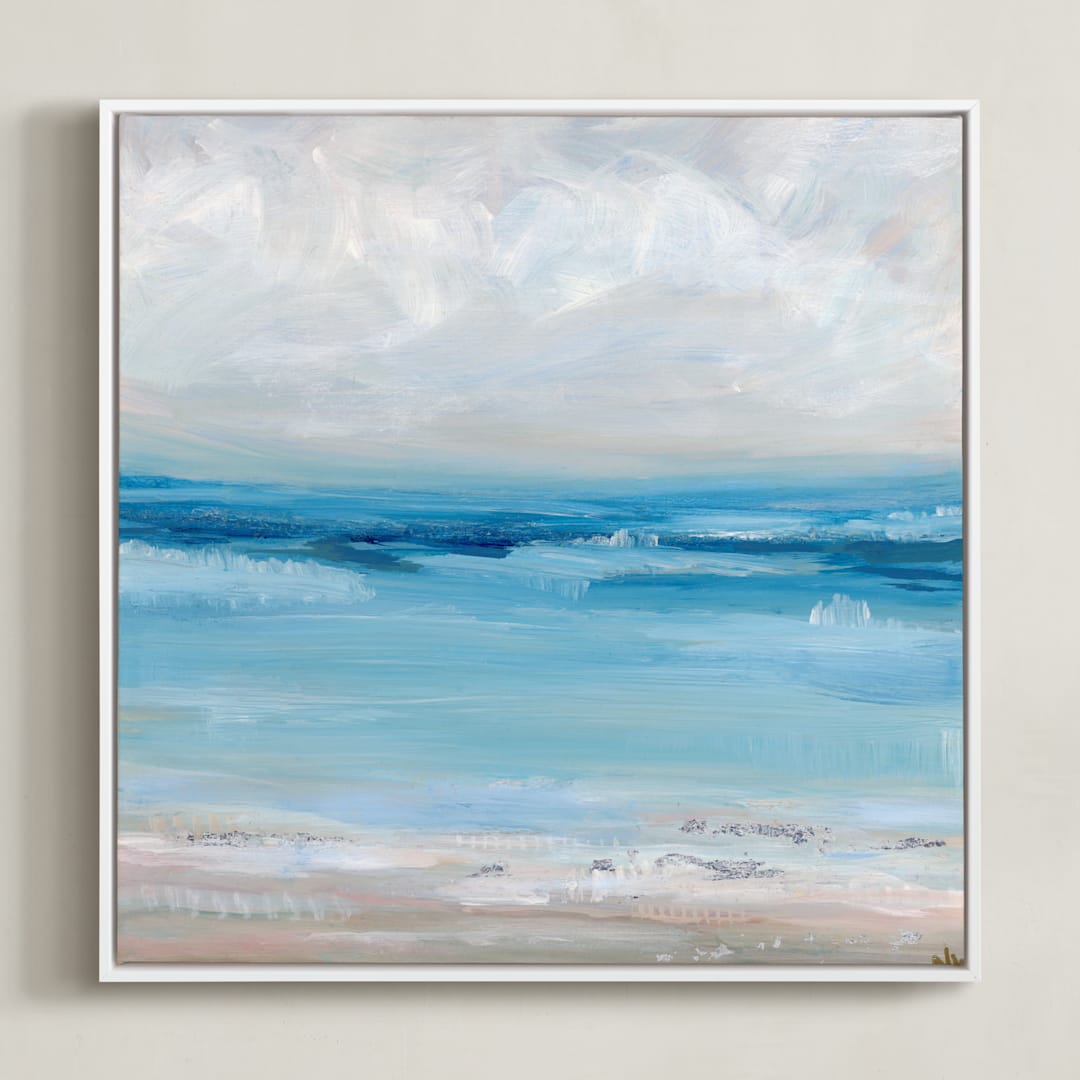 "Of the Sea" - Art Print in Light Turquoise by Nicole Walsh - Framed Canvas