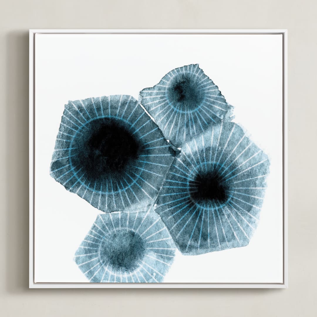 "fossilized rock" - Art Print in Dark Ocean by Tanya Lee of Frooted Design - Framed Canvas