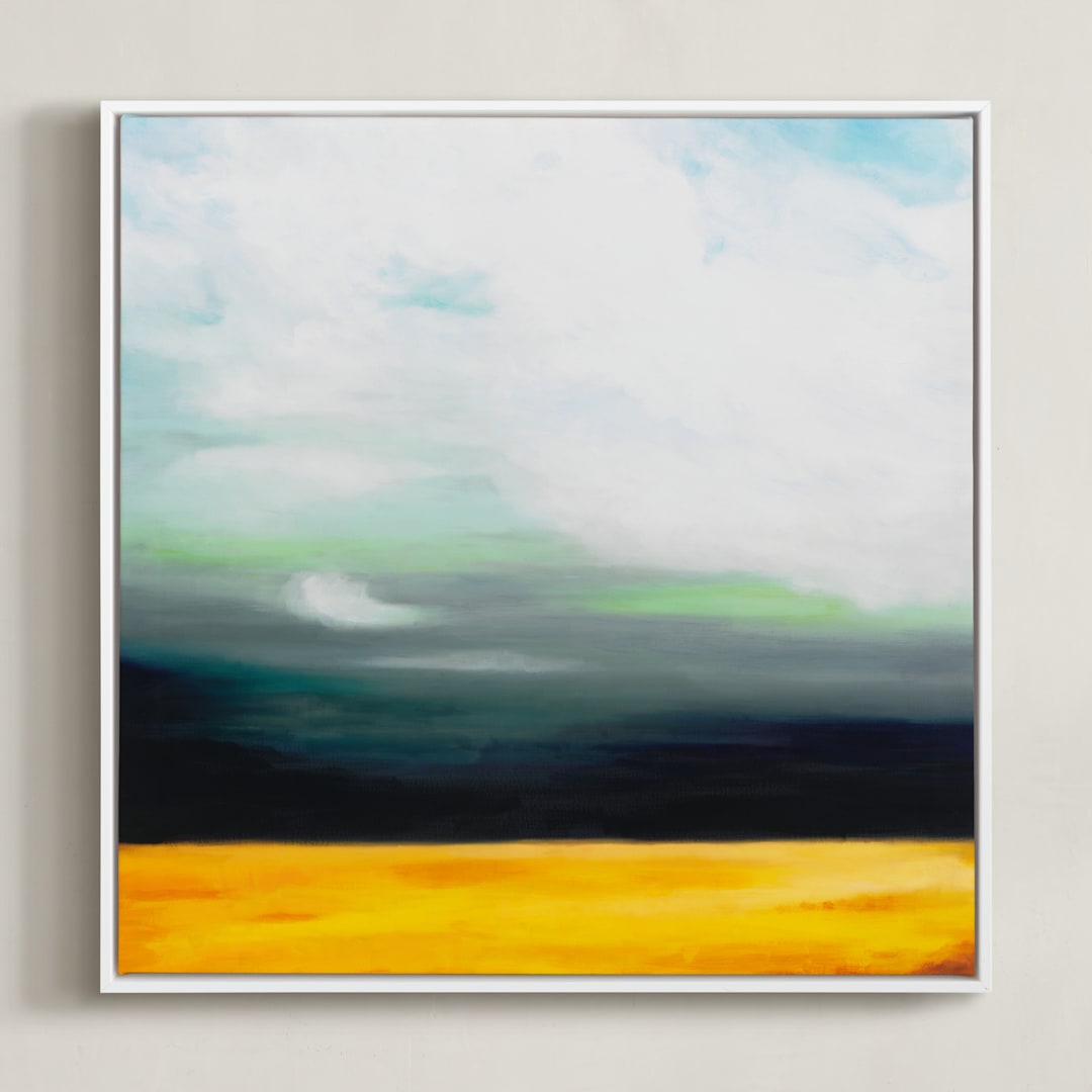 "Golden Grain" - Art Print in Golden Sienna by Amy Hall - Framed Canvas