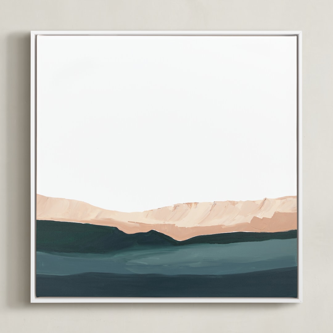 "Santa Cruz Seascape #2" - Art Print in coral pink by Caryn Owen - Framed Canvas