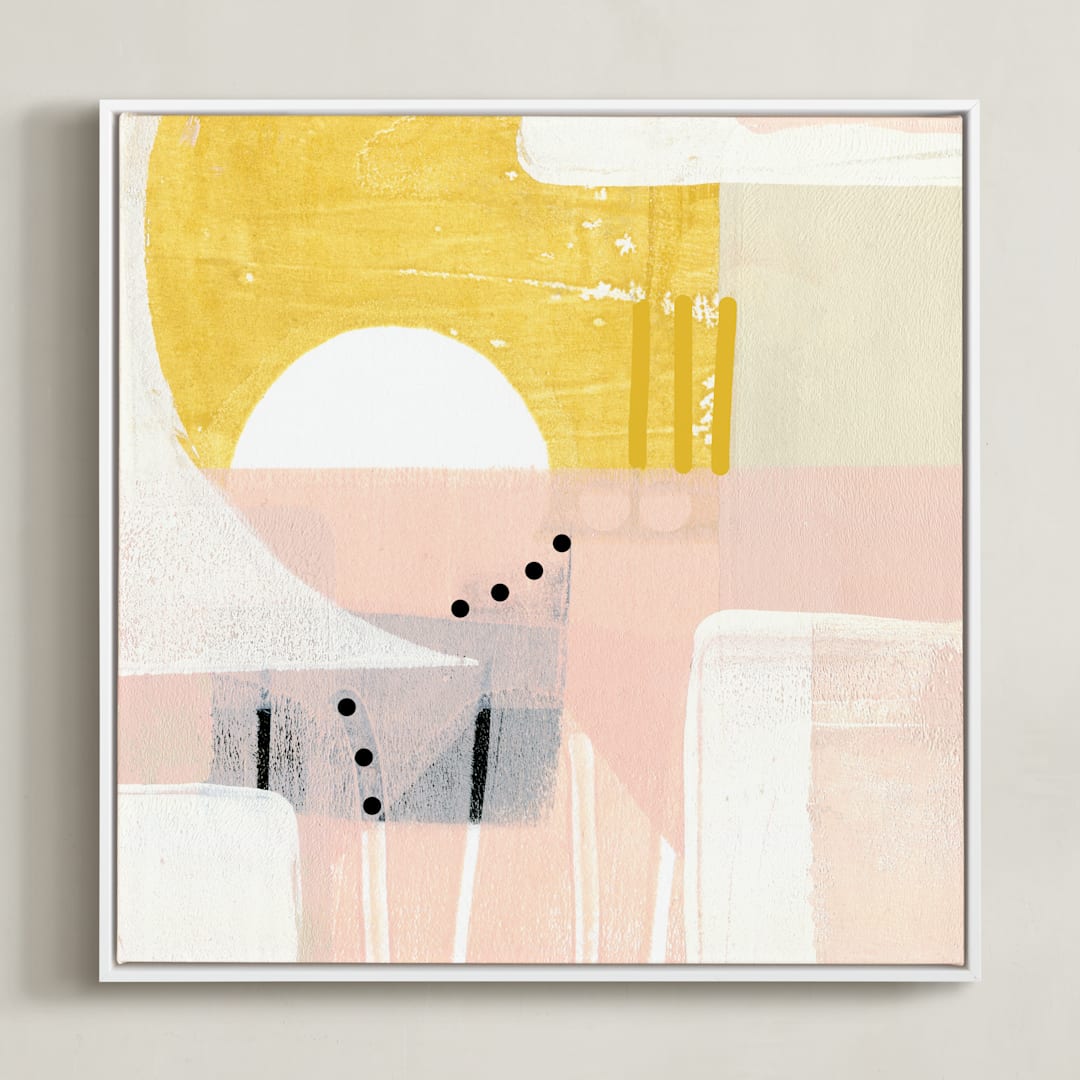 "Sunny and dots I" - Art Print in White by Jaqui Falkenheim - Framed Canvas