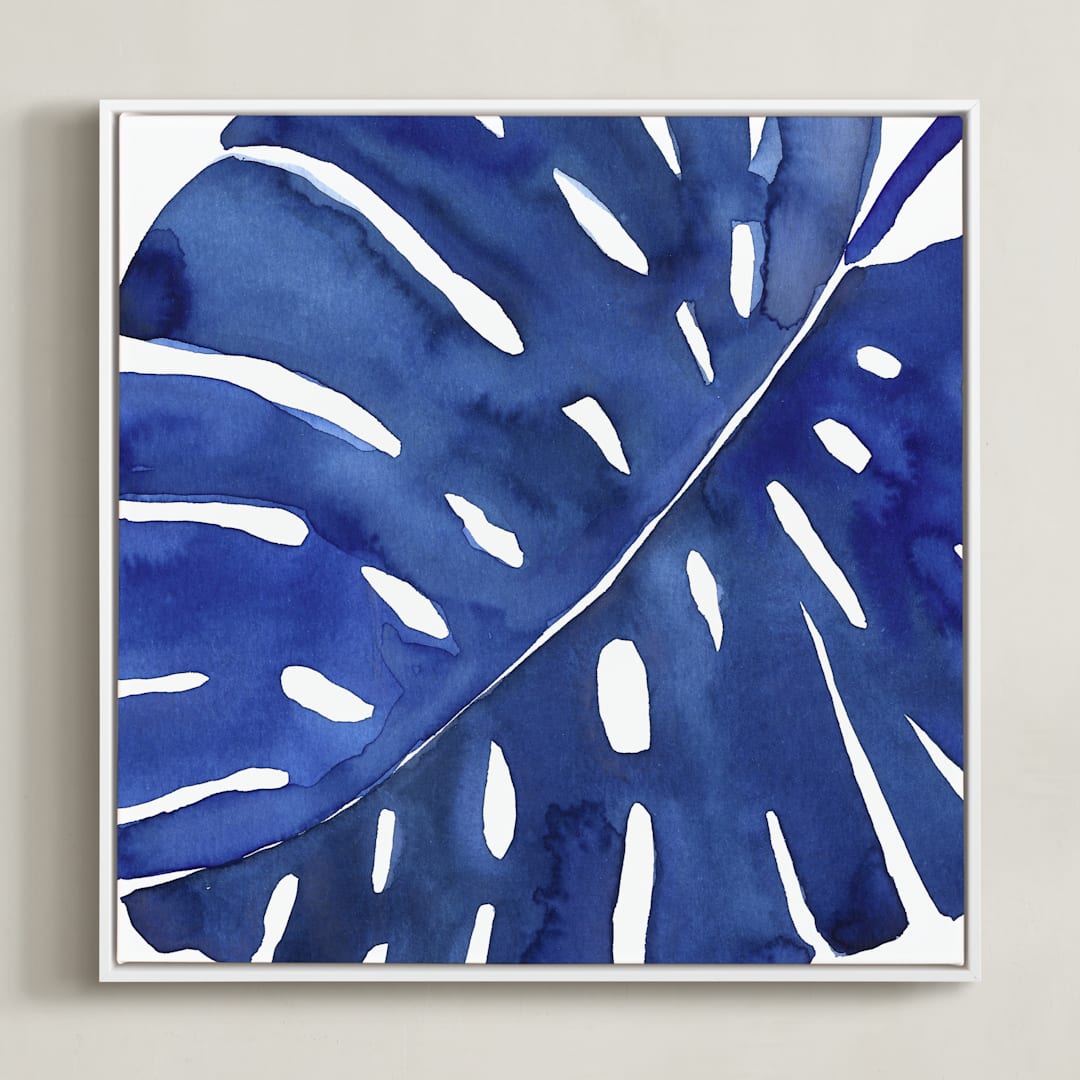 "Azul II" - Art Print in White by Luz Alliati - Framed Canvas