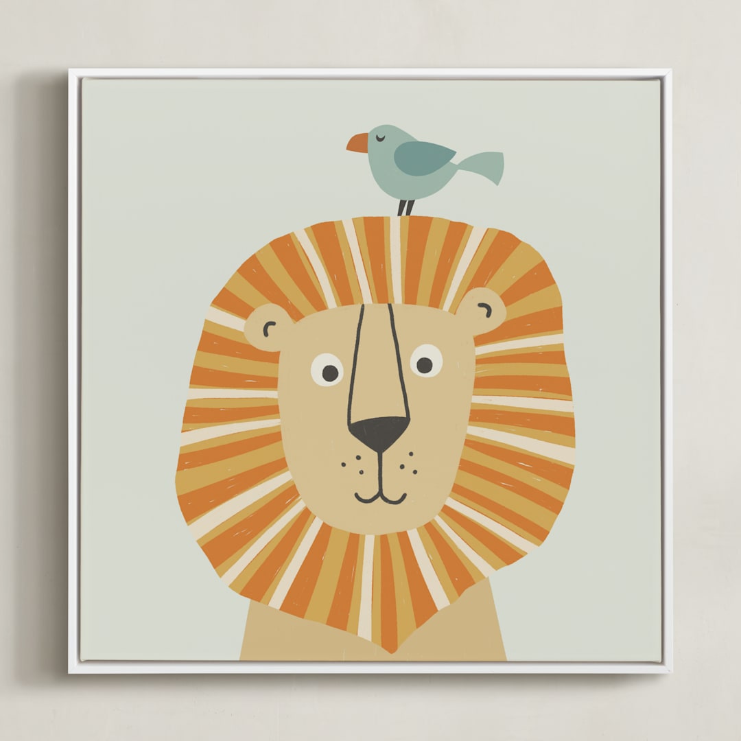 "My Jungle Friends 2" - Art Print in Lion by Anequ Studio - Framed Canvas