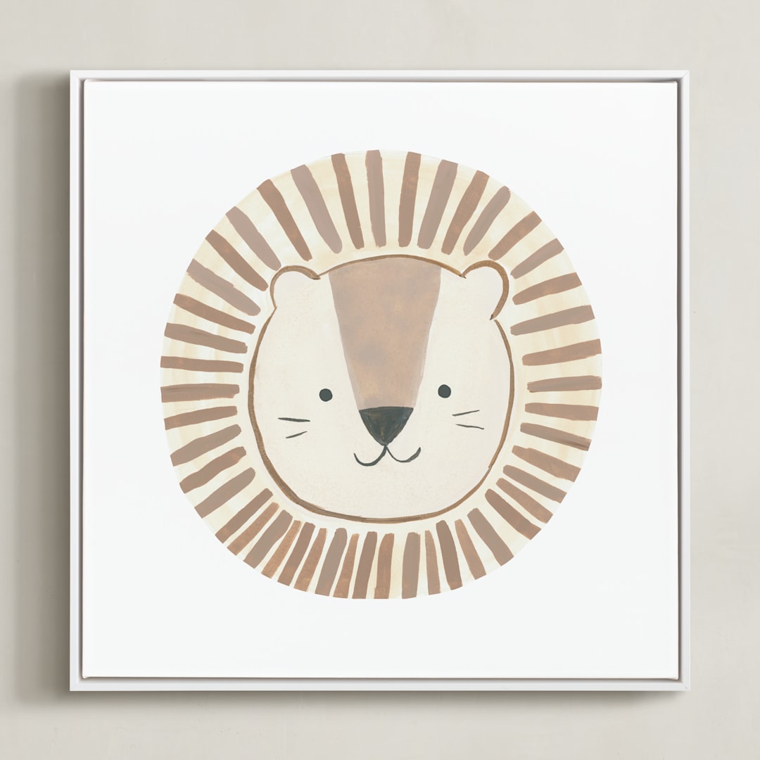 "Animal Faces 1" - Art Print in Brown by Teju Reval - Framed Canvas