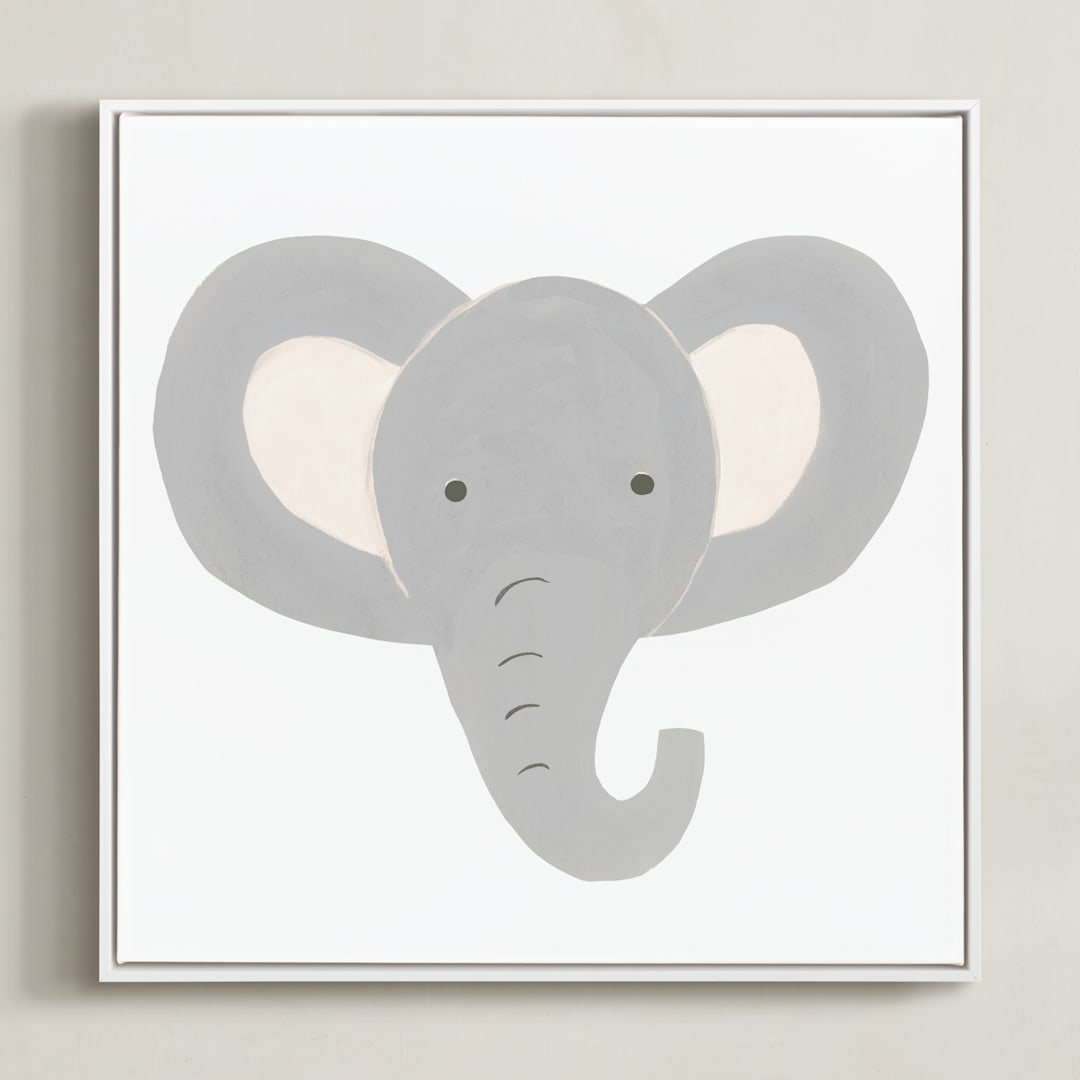 "Animal Faces 2" - Art Print in Grey by Teju Reval - Framed Canvas