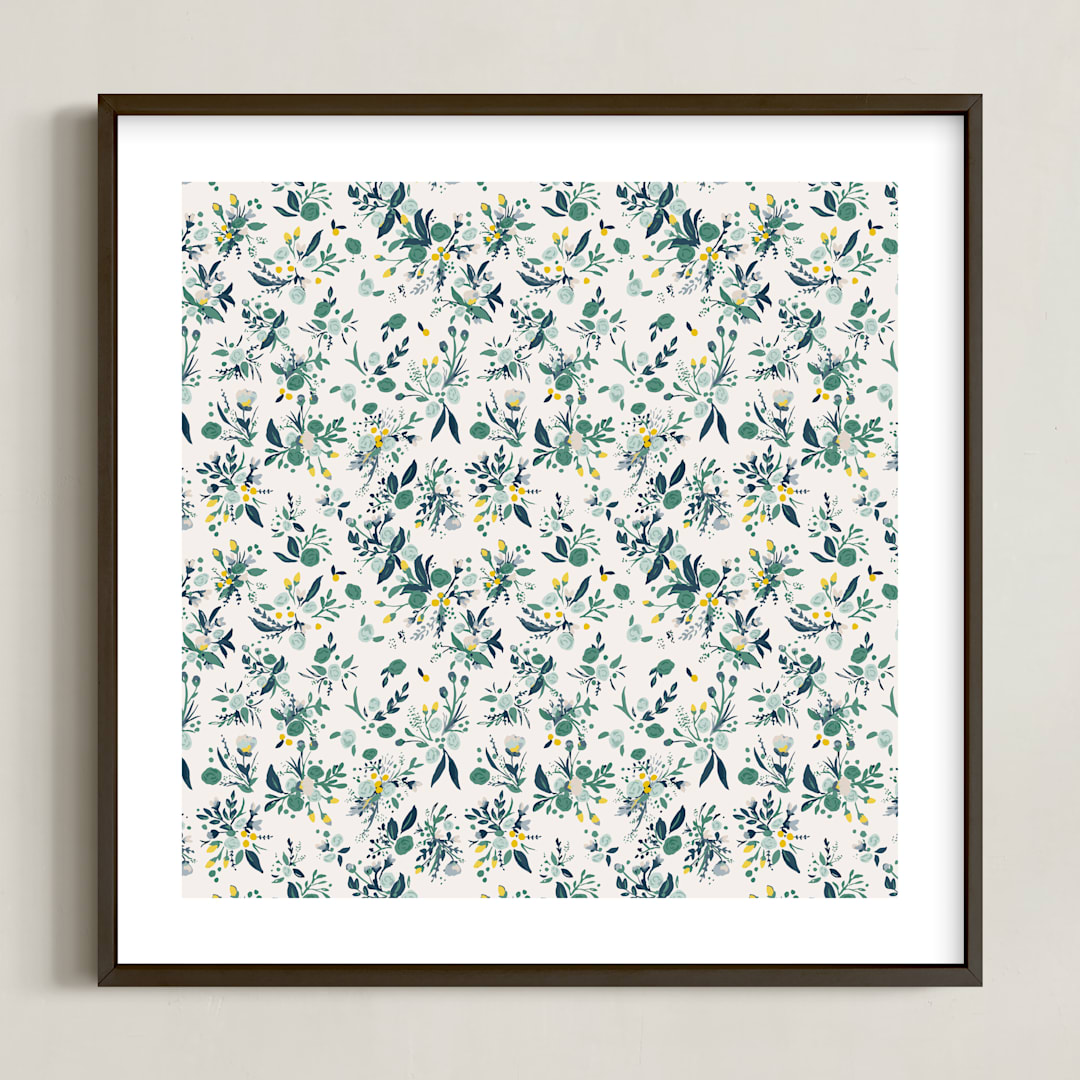 "Gardens" - Art Print in Whites by Anna Stout-Tuckwiller - Framed