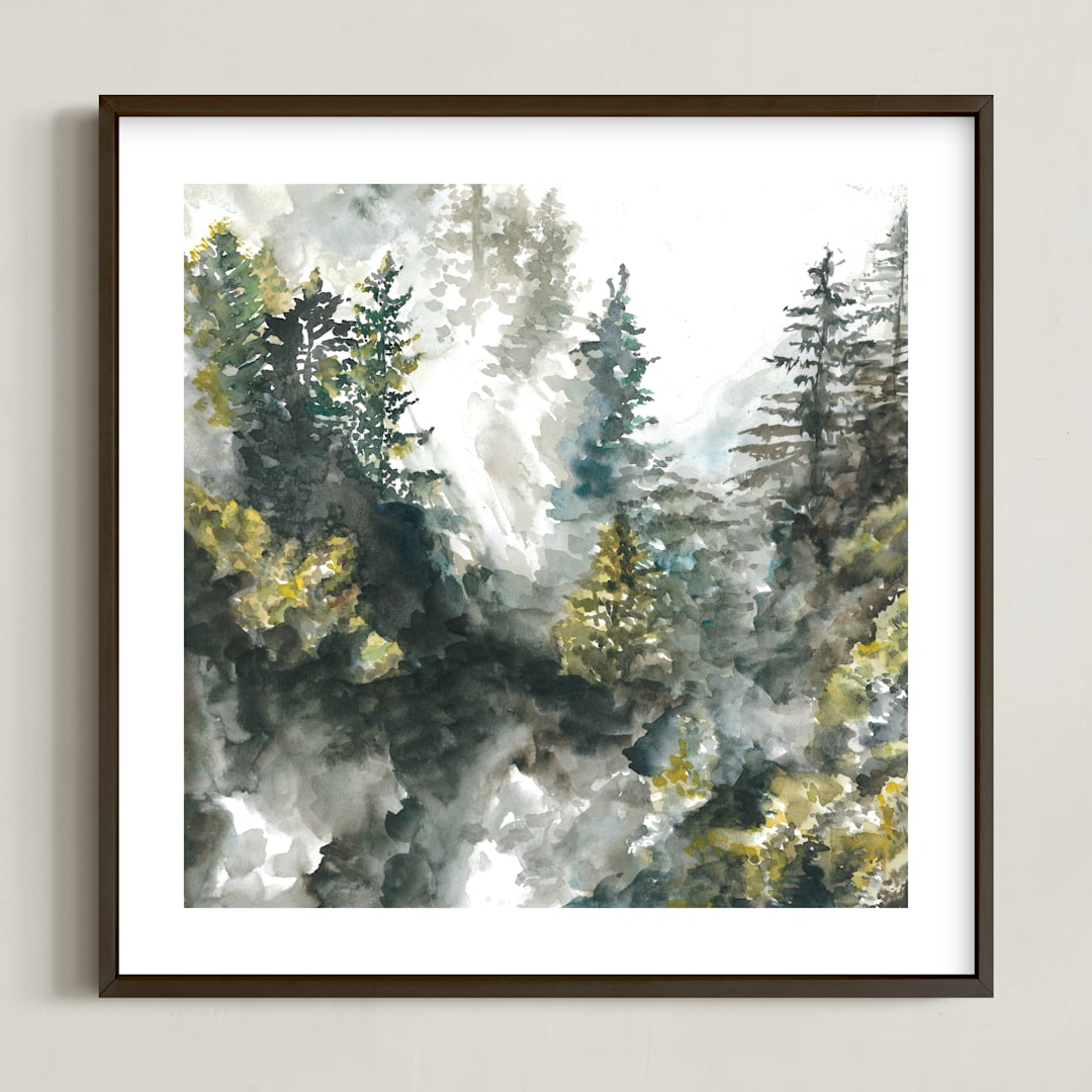"Forest Mist" - Art Print in White by Anne Kostecki - Framed