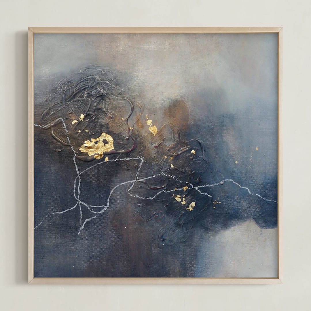 "Oh Susy" - Art Print in Slate Blue by Christine Olmstead - Framed