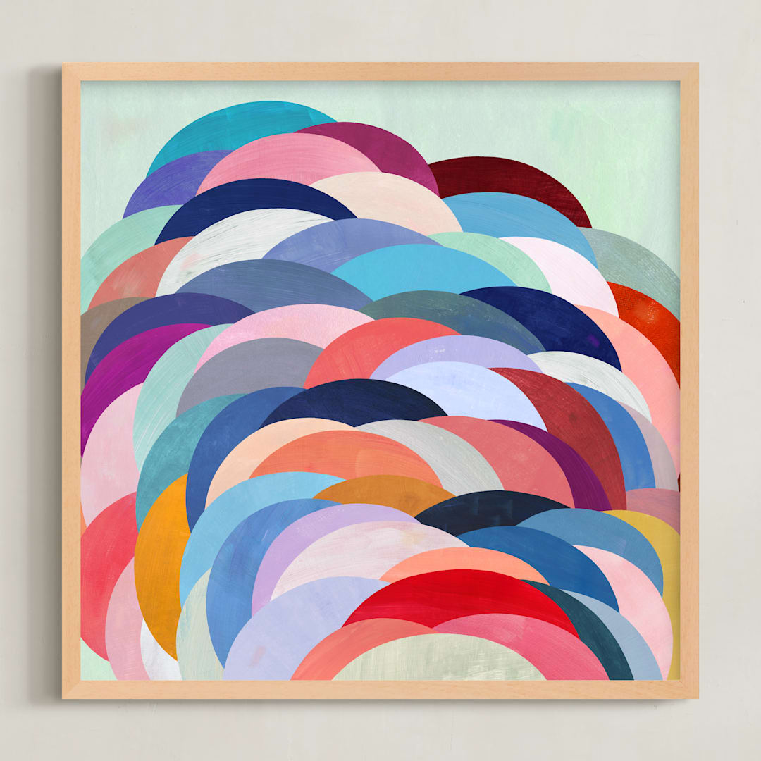 "Discus" - Art Print in Periwinkle by melanie mikecz - Framed