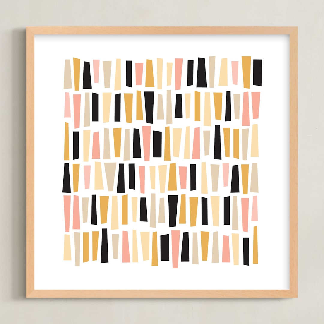 "In A Row" - Art Print in Warm Blush by Annie Clark - Framed