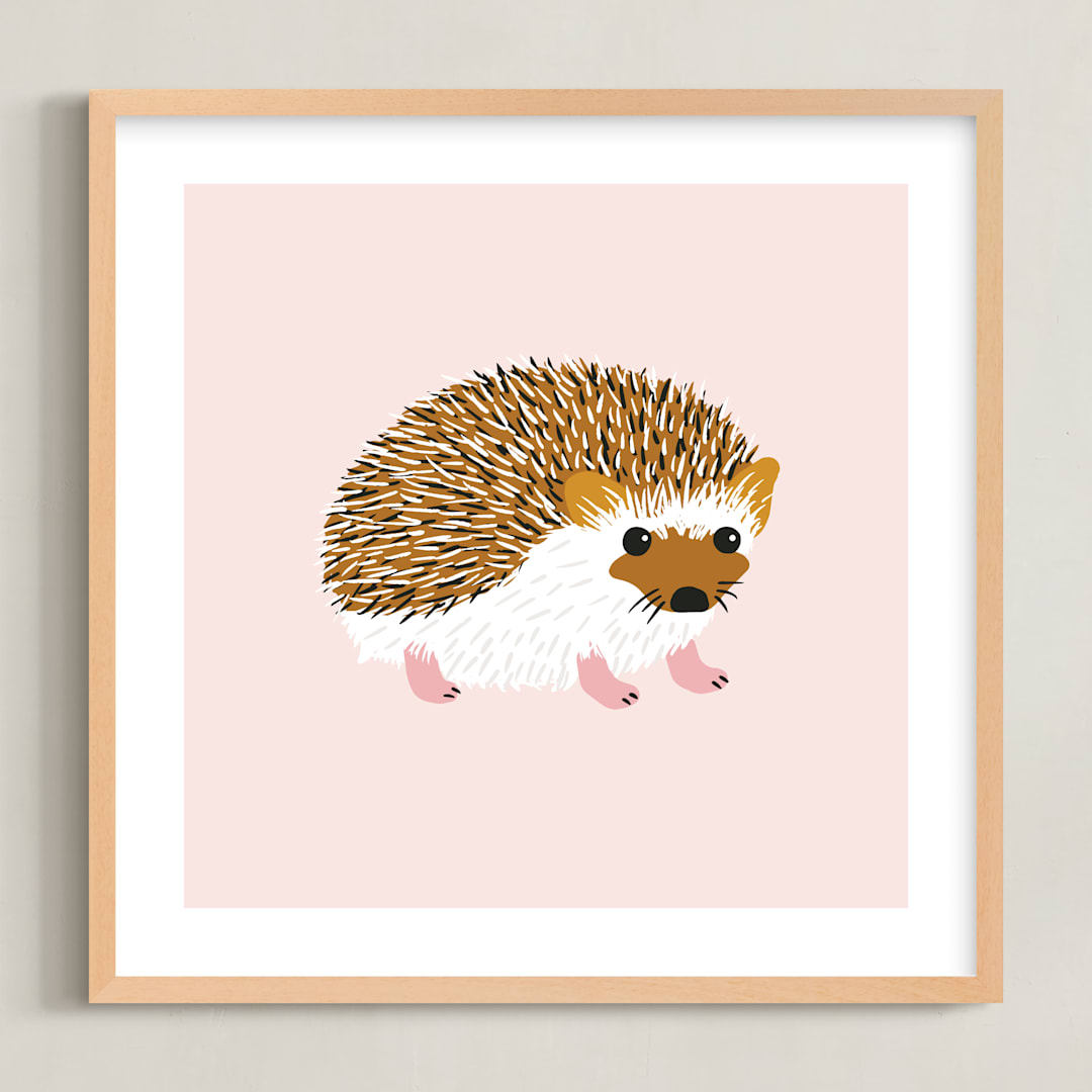 "Little Hedgehog" - Art Print in Blush by Genna Blackburn - Framed