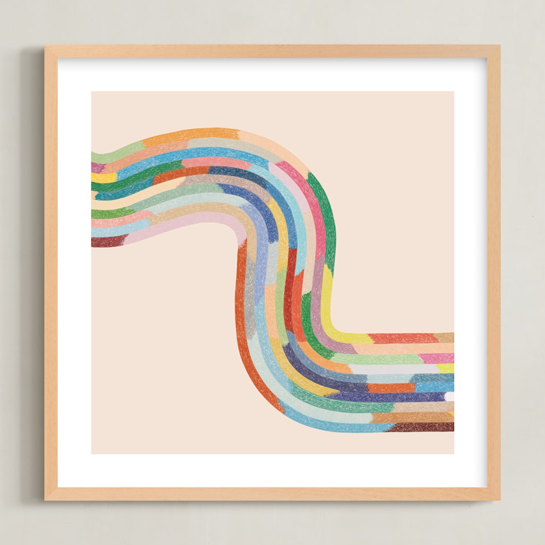 "Rainbow River" - Art Print in Lollipop by Emily Kariniemi - Framed