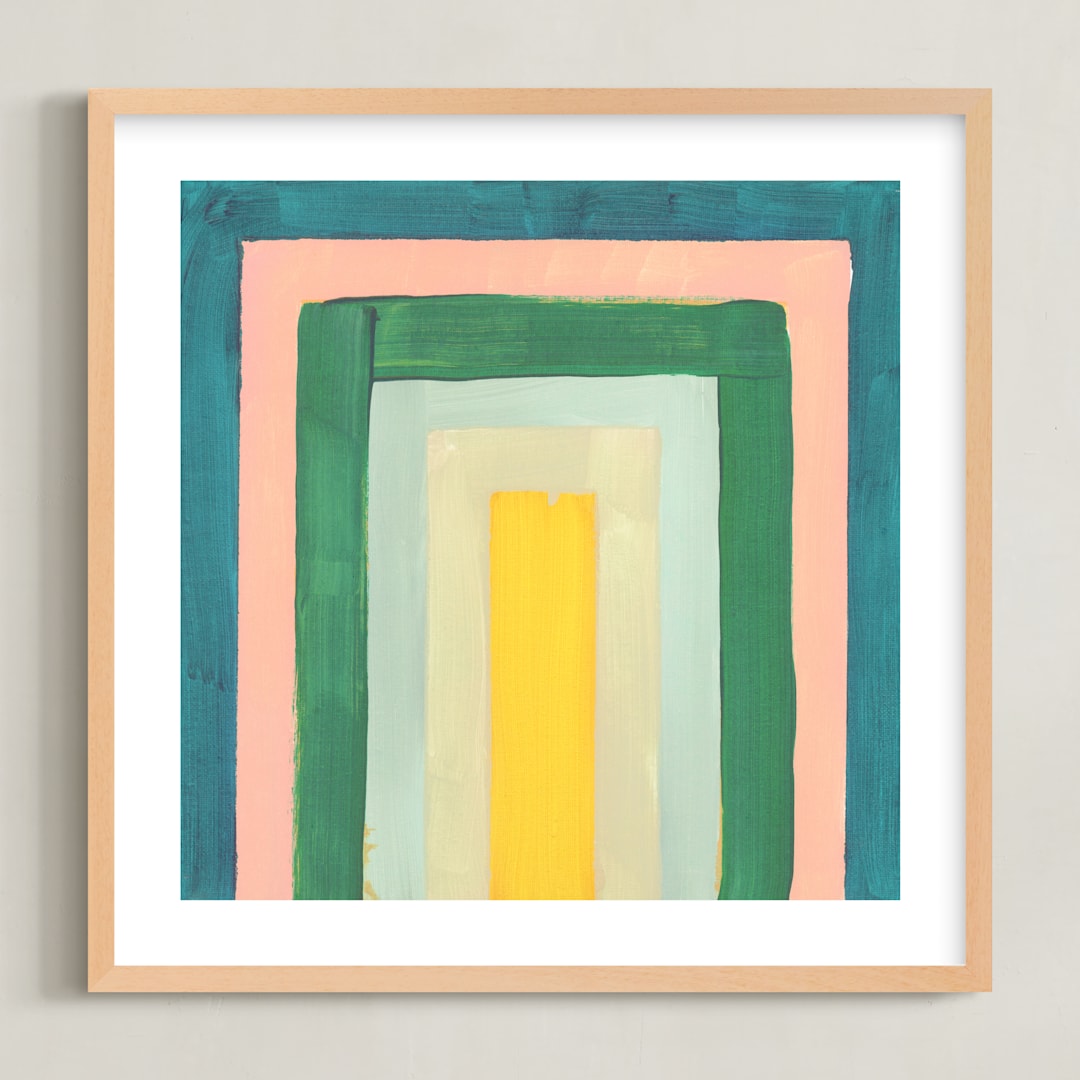 "Rainbow Twist 2" - Art Print in Turquoise by Lindsay Megahed - Framed