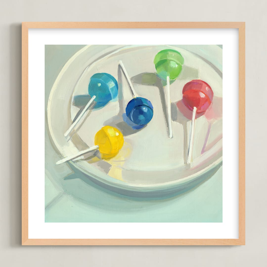 "Lollipops" - Art Print in Cobalt Blue by Jenny Westenhofer - Framed